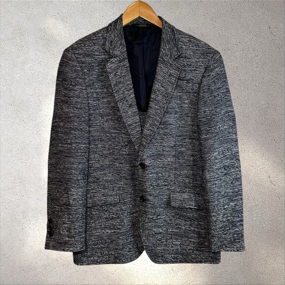 Redox Casual Mens 2 Button Textured Tweed Knit Blazer Gray Made in Korea Preppy - Picture 14 of 15